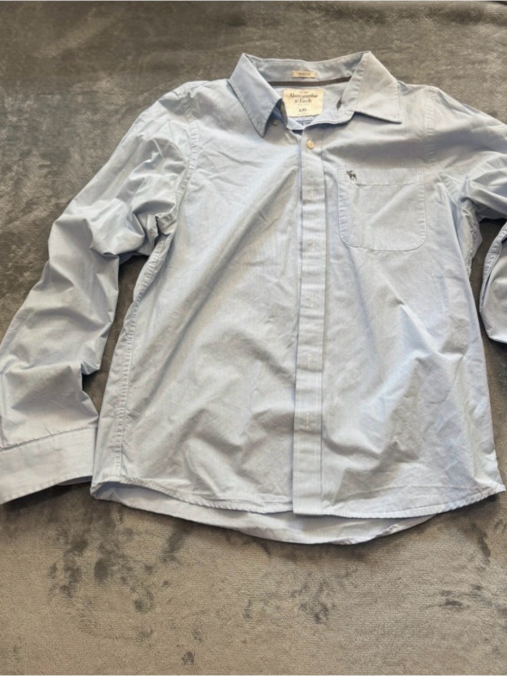 Abercrombie & Fitch Men's Light Blue Button-Down Shirt Y2K